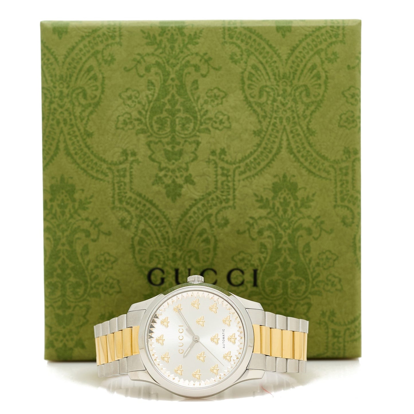 Stainless Steel 38mm G-Timeless Two Tone Bee Automatic Watch Silver