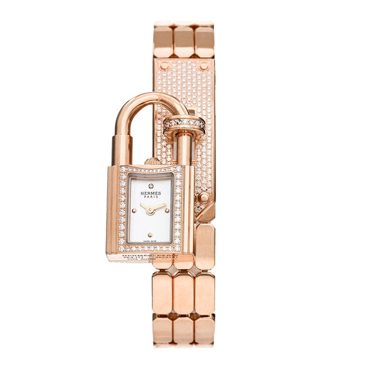 18K Rose Diamond Pave 16mm Kelly Quartz Watch