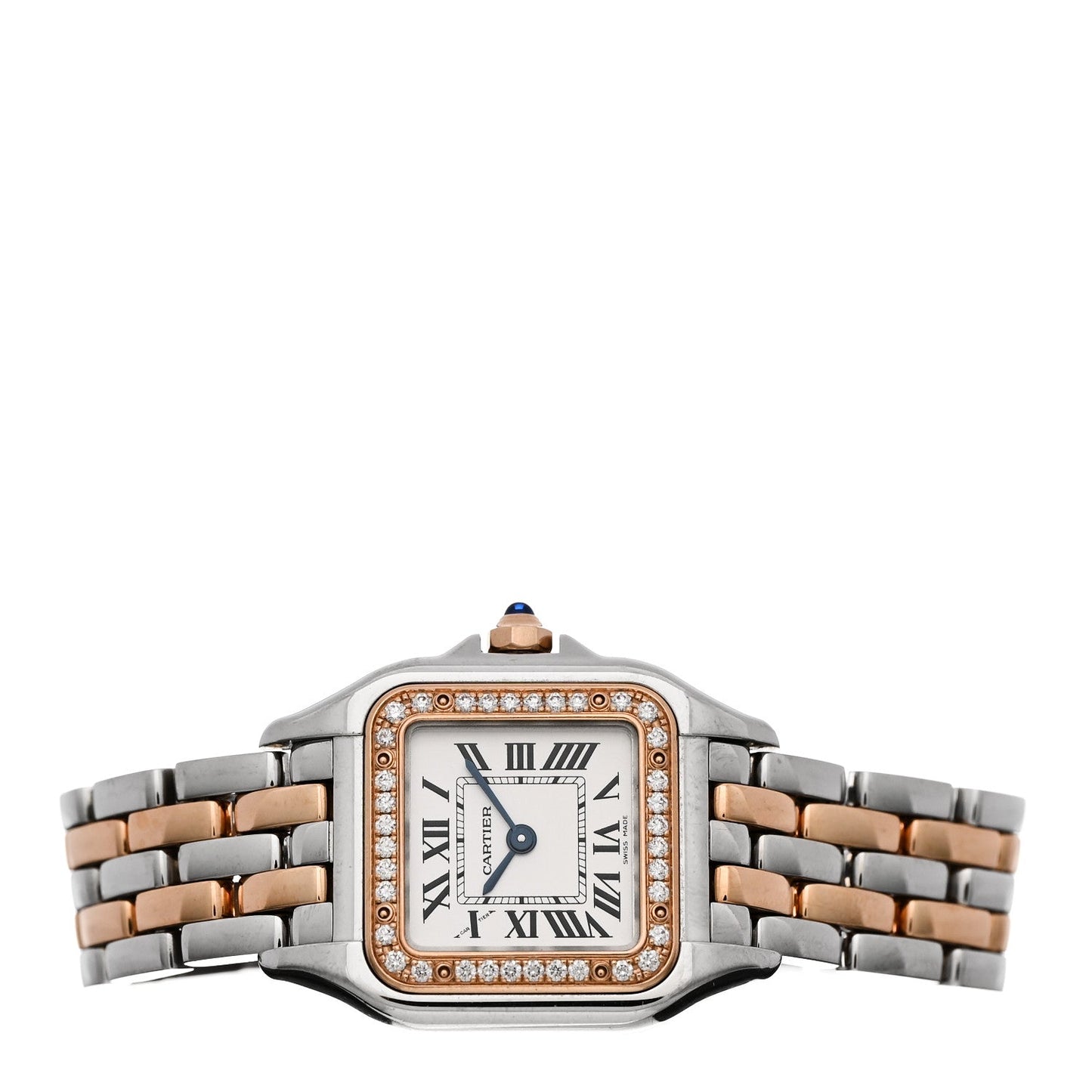 Stainless Steel 18K Pink Gold Diamond 22mm Panthere Quartz Watch
