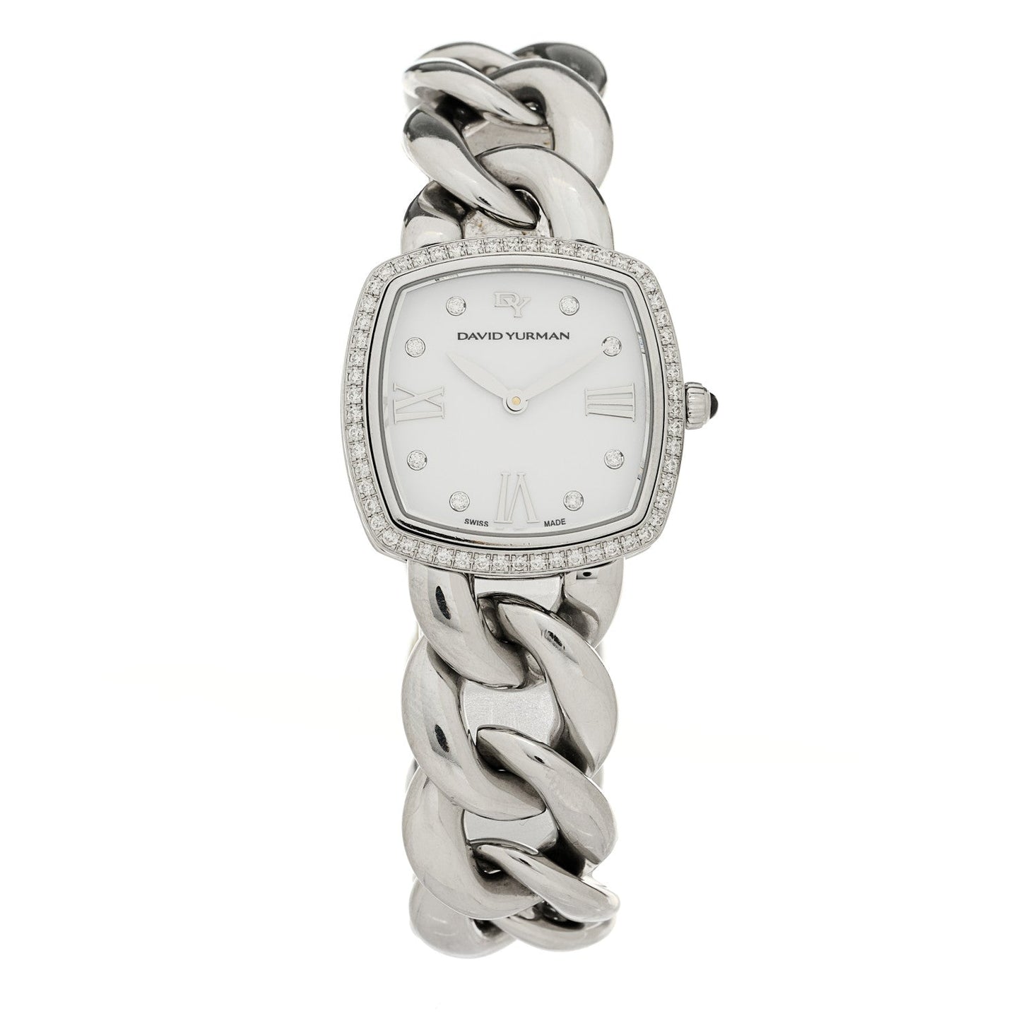 Stainless Steel Diamond Bezel 27mm Albion Quartz Watch White