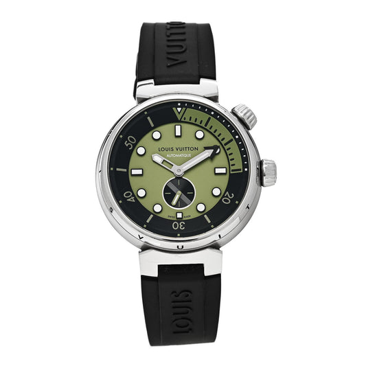 Stainless Steel Rubber 44mm Tambour Street Diver Automatic Watch Urban Green
