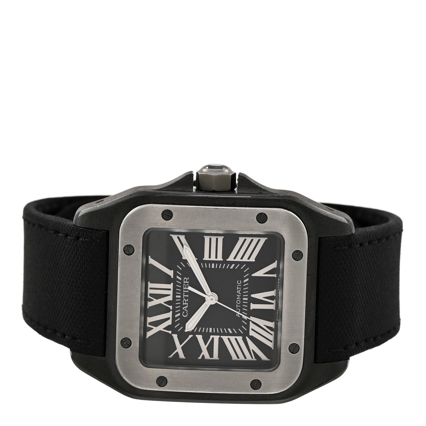 ADLC Titanium Nylon 38mm Santos 100 Chronograph Automatic Watch Black