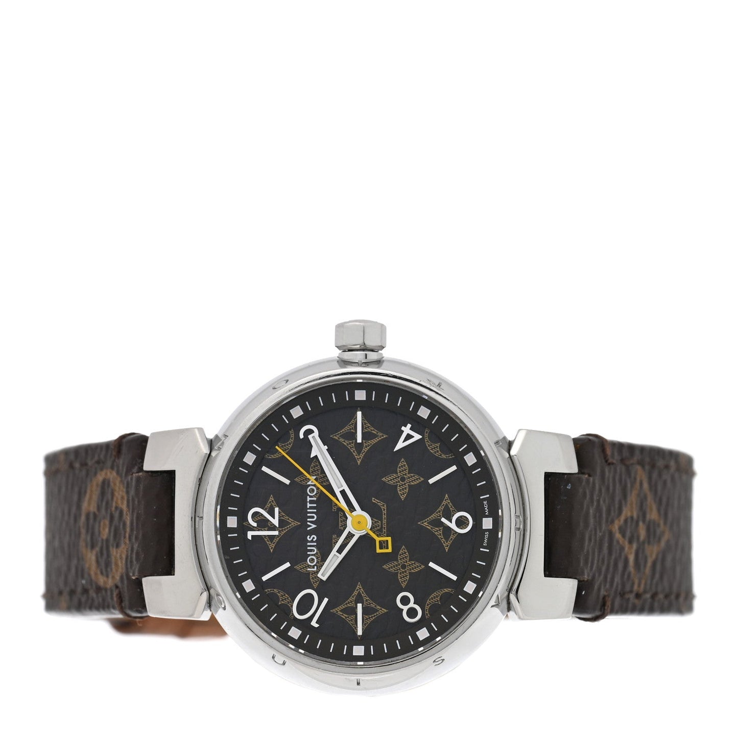 Stainless Steel Monogram 28mm Tambour Quartz Watch Brown