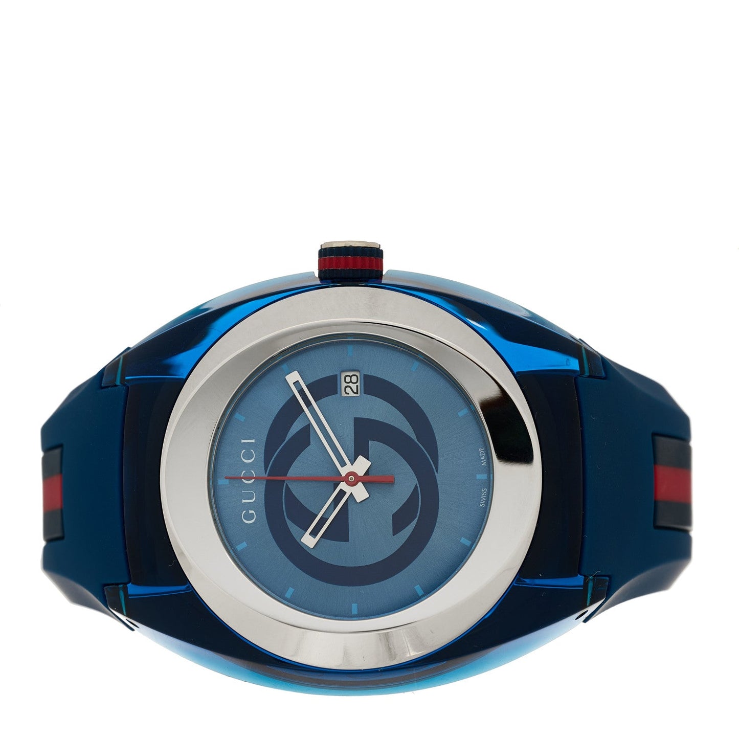 Stainless Steel Rubber 46mm Sync Web Quartz Watch Blue