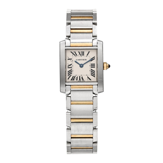 Stainless Steel 18K Yellow Gold 20mm Tank Francaise Quartz Watch