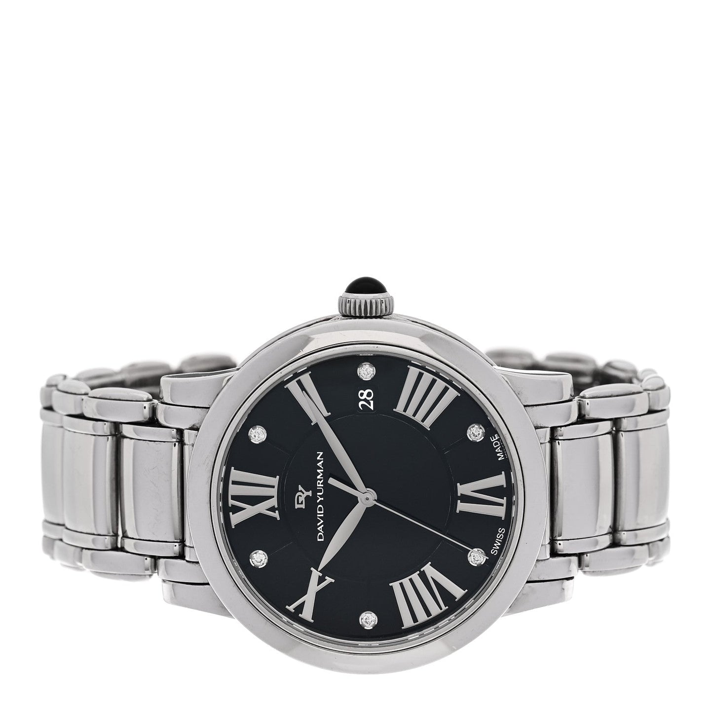Stainless Steel Diamond 38mm Classic Quartz Watch Black