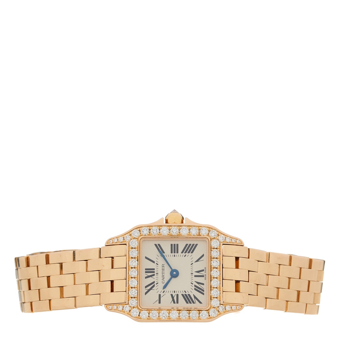 18K Pink Gold Diamond Bezel 20mm Santos Demoiselle Quartz Watch