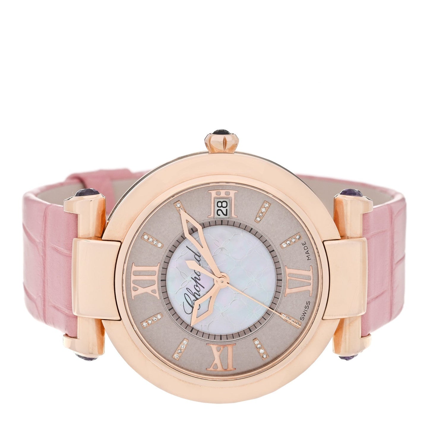 18K Rose Gold Alligator Mother of Pearl 36mm Imperiale Automatic Watch Pink