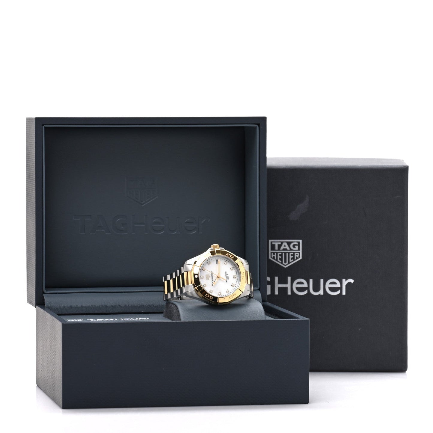 Stainless Steel 18K Yellow Gold Mother of Pearl 32mm Aquaracer Quartz Watch WBD1322