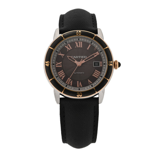 Stainless Steel 18K Pink Gold Fabric 42mm Ronde Croisiere De Cartier Automatic Watch Grey