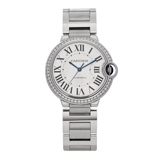 Stainless Steel Diamond Bezel 36mm Ballon Bleu De Cartier Automatic Watch
