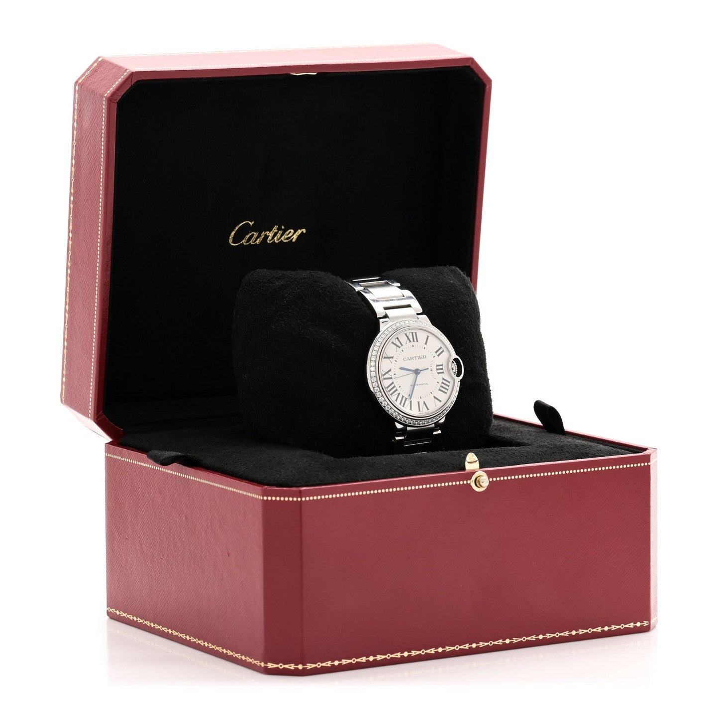 Stainless Steel Diamond Bezel 36mm Ballon Bleu De Cartier Automatic Watch