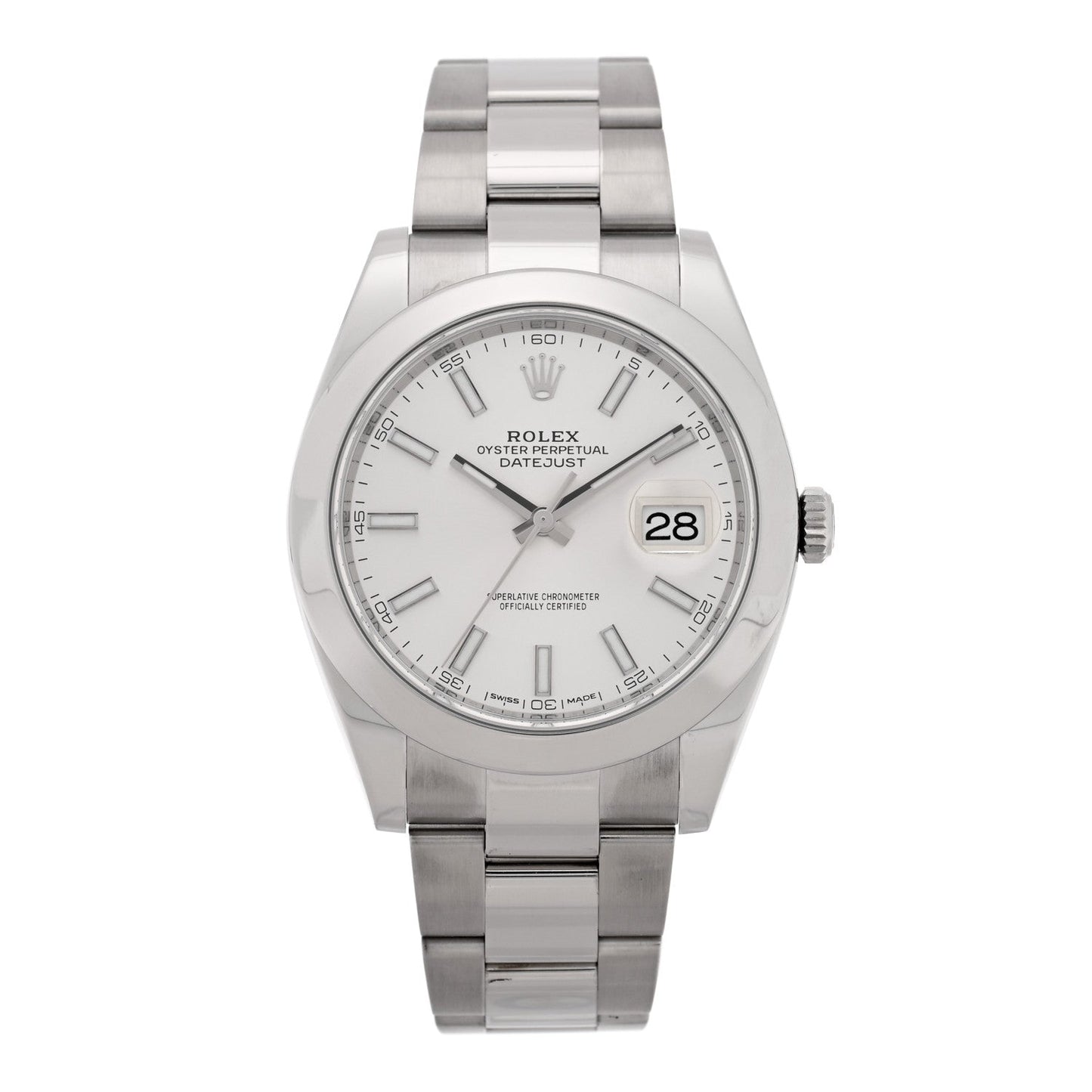 Stainless Steel 41mm Oyster Perpetual Datejust Watch Silver 126300