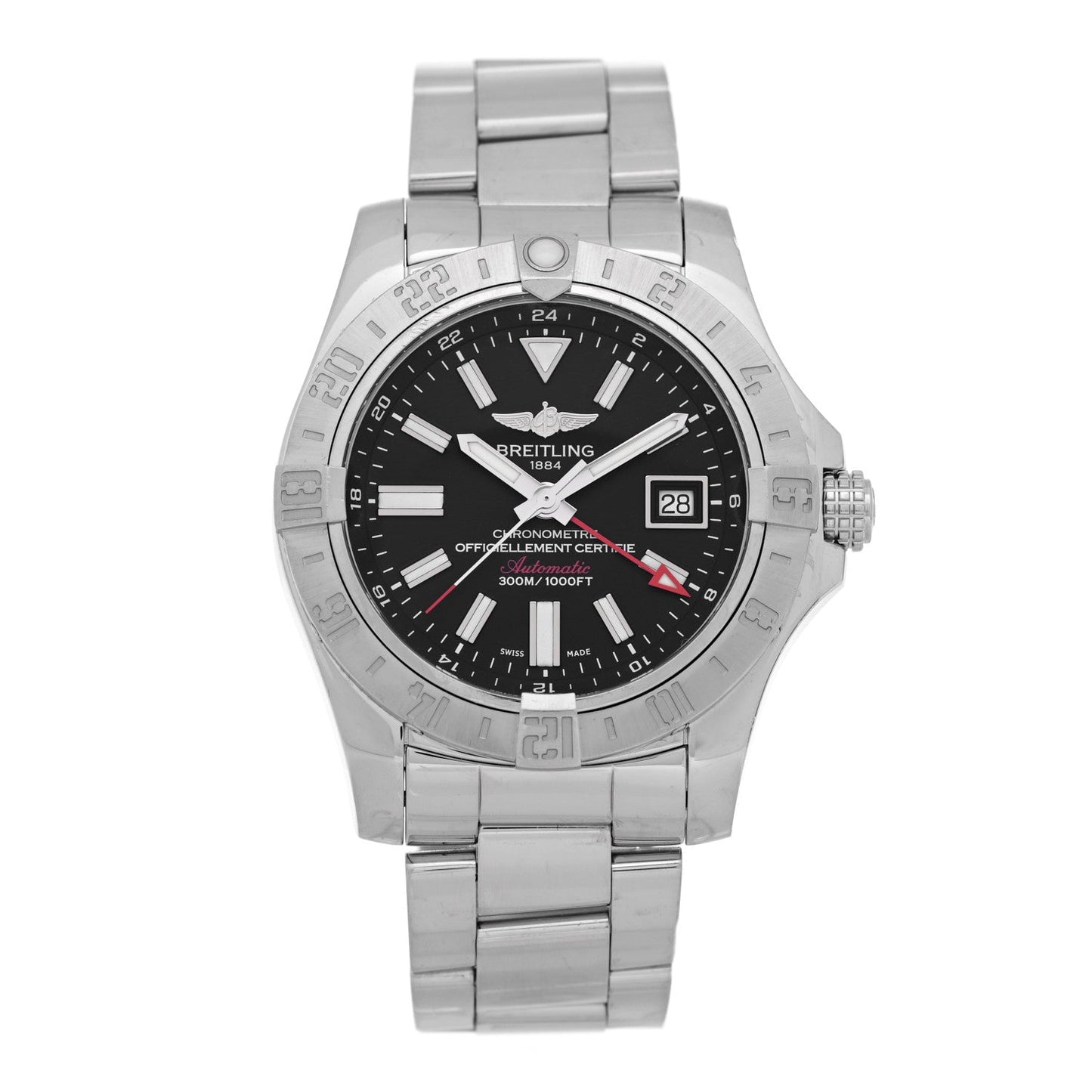 Stainless Steel 43mm Avenger II GMT Automatic Watch Black A32390