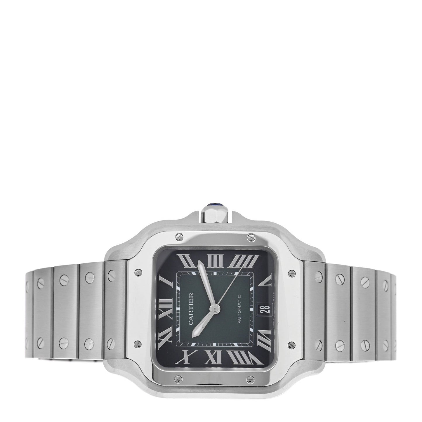 Stainless Steel 39.8mm Santos De Cartier Automatic Watch Green