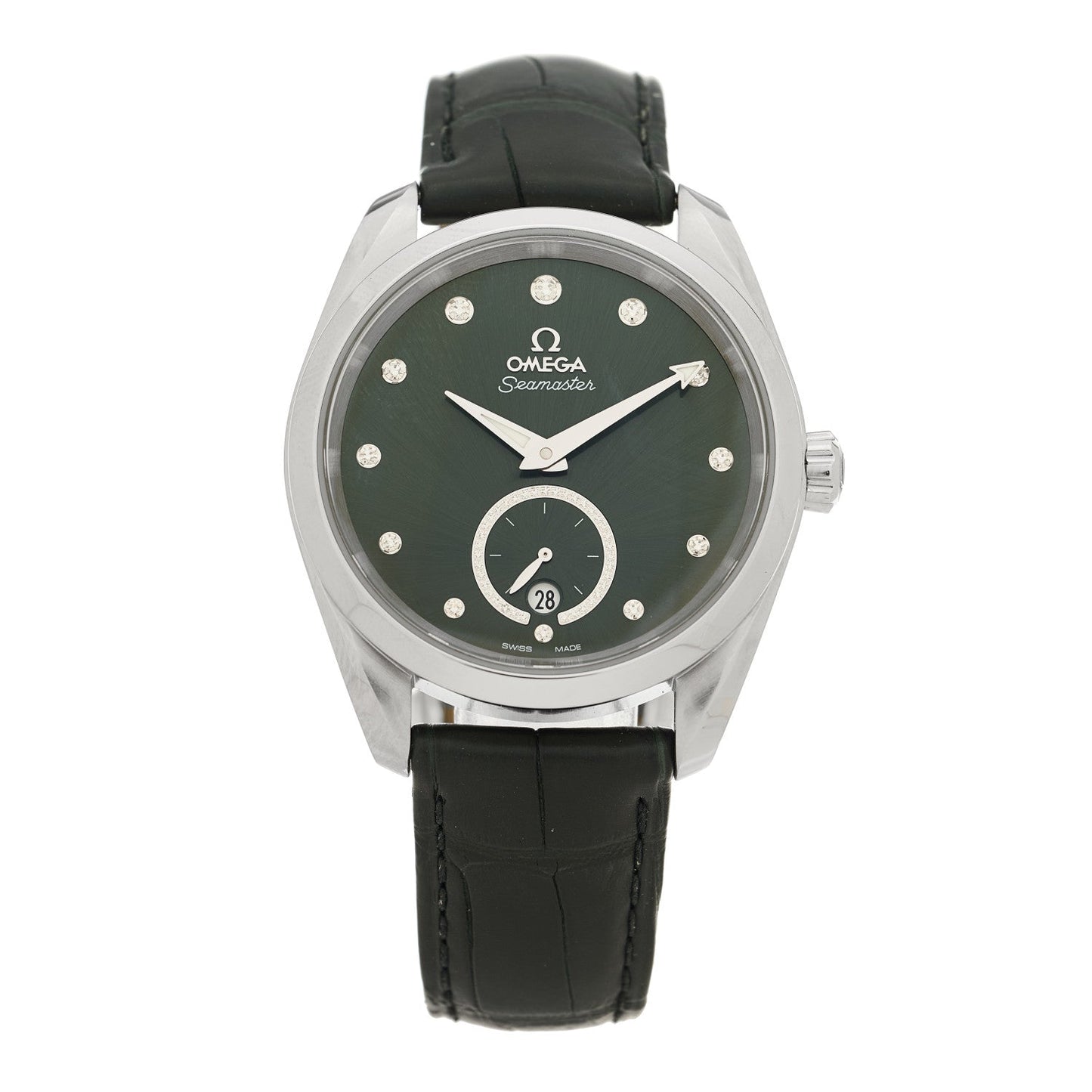 Stainless Steel Alligator Diamond 38mm Seamaster Aqua Terra Co-Axial Automatic Watch Green 220.13.38.20.60.001