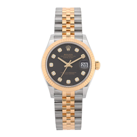 Stainless Steel 18K Yellow Gold Diamond 31mm Oyster Perpetual Datejust Watch Dark Grey 278273