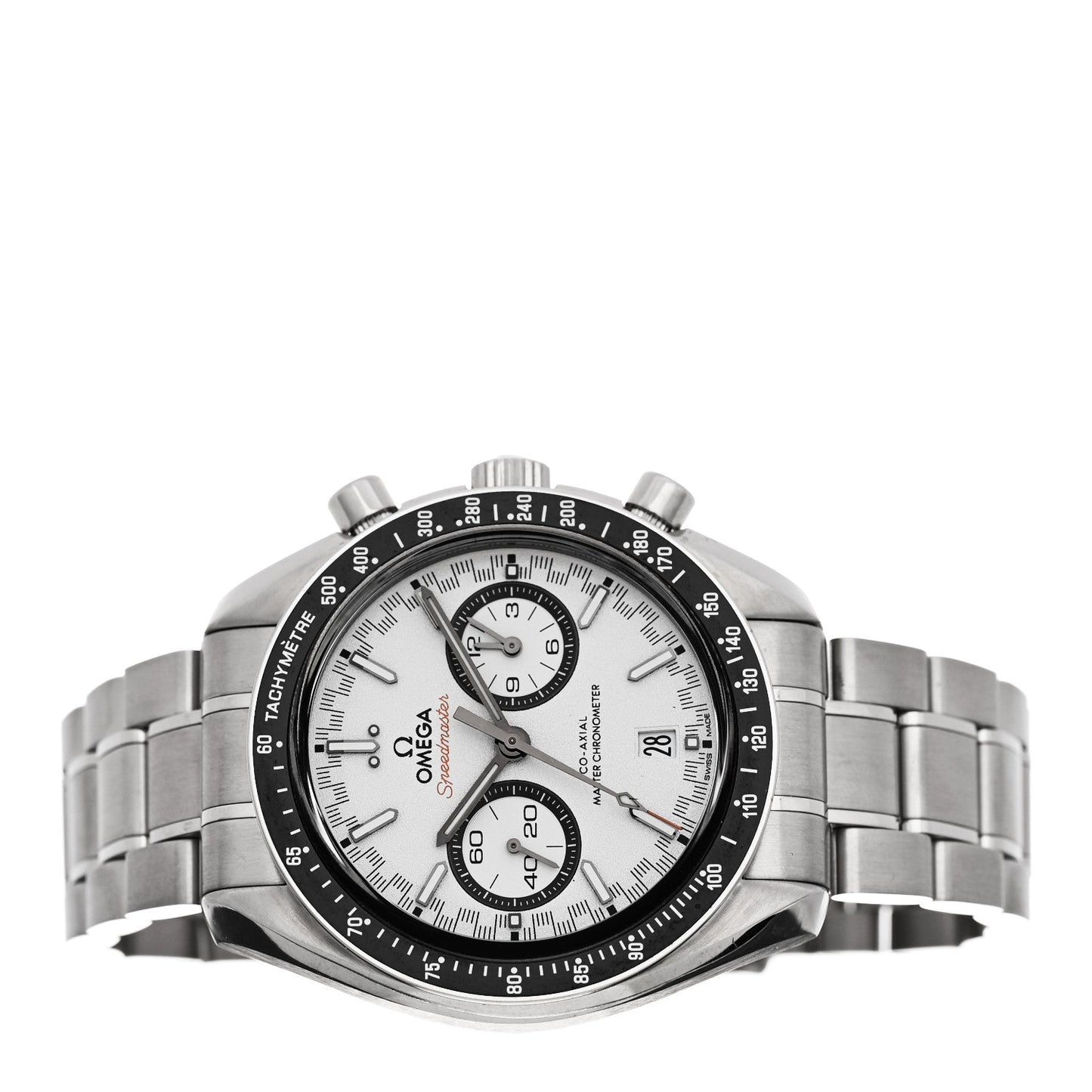 Stainless Steel 44mm Speedmaster Racing Co-Axial Master Chronometer Chronograph Automatic Watch White 329.30.44.51.04.001