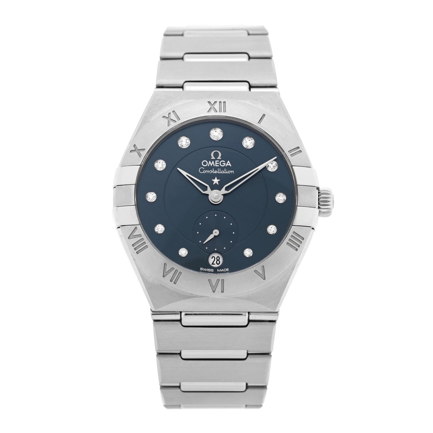 Stainless Steel Diamond 34mm Constellation Co-axial Master Chronometer Automatic Watch Blue 131.10.34.20.53.001