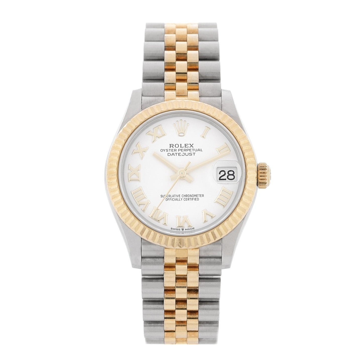 Stainless Steel 18K Yellow Gold 31mm Oyster Perpetual Datejust Watch White Roman 278273