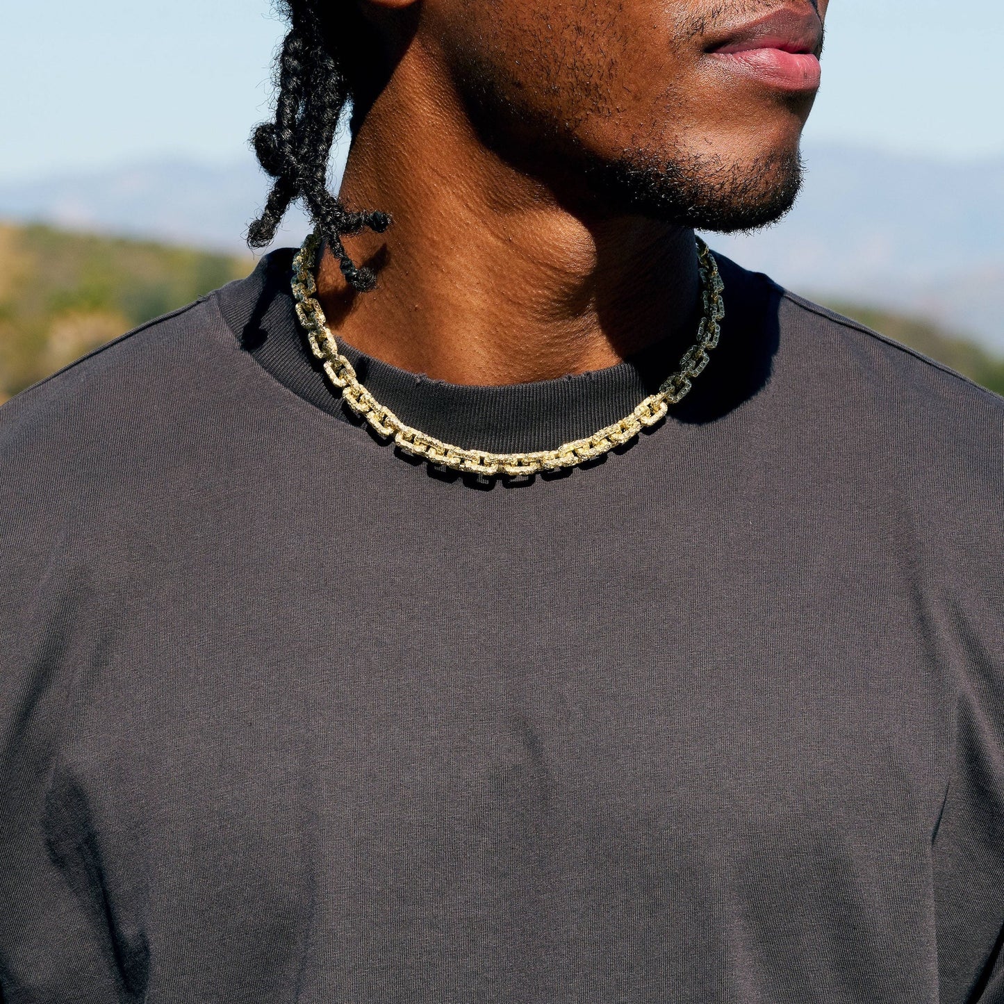 GLD X Bloody Osiris Iced Canary Voronoi Link Chain in Yellow Gold Vermeil