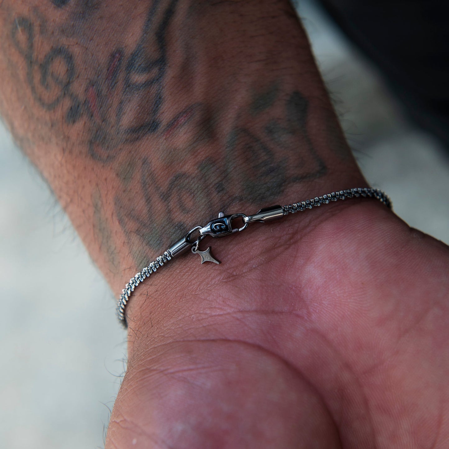2MM Diamond Cut Popcorn Bracelet in Black