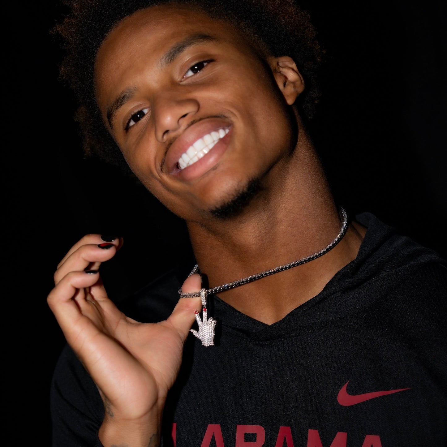 GLD X Ryan William's Peace Sign Pendant in White Gold