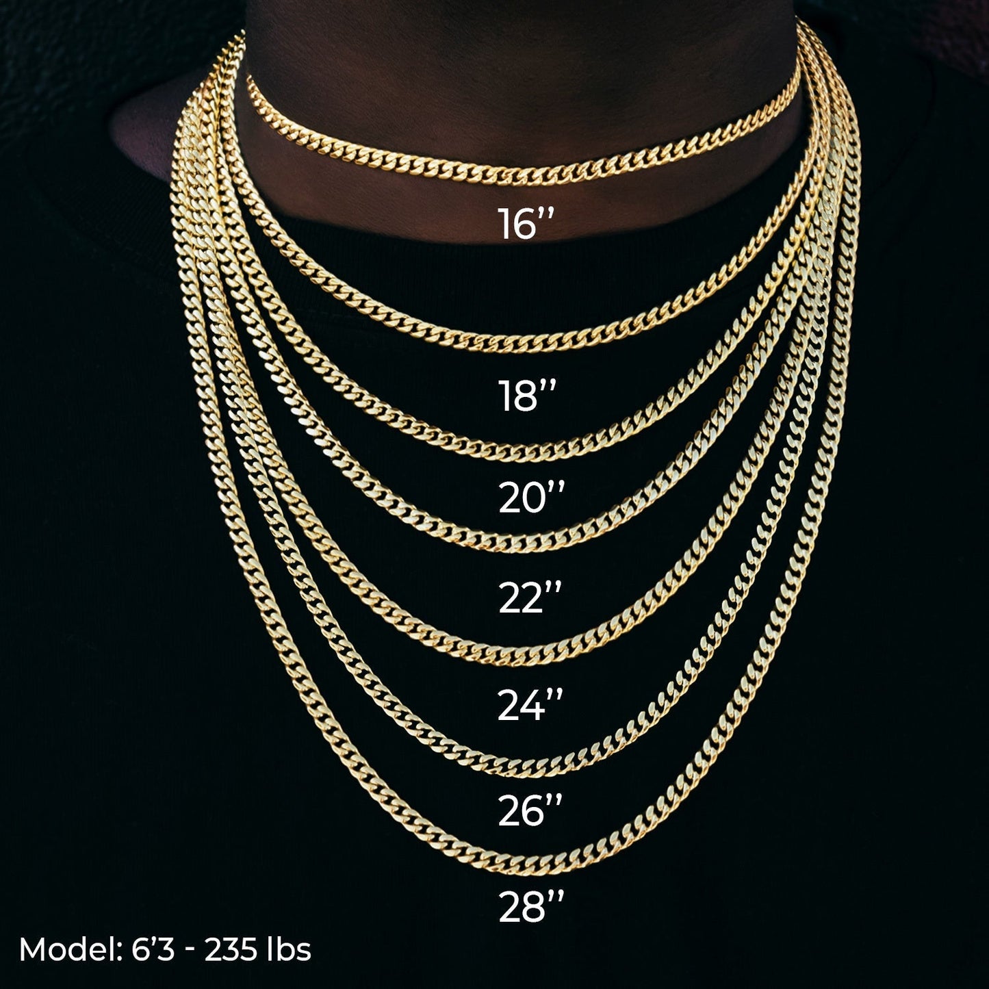 Iced Plain Multi Size Ball Chain in Yellow Gold