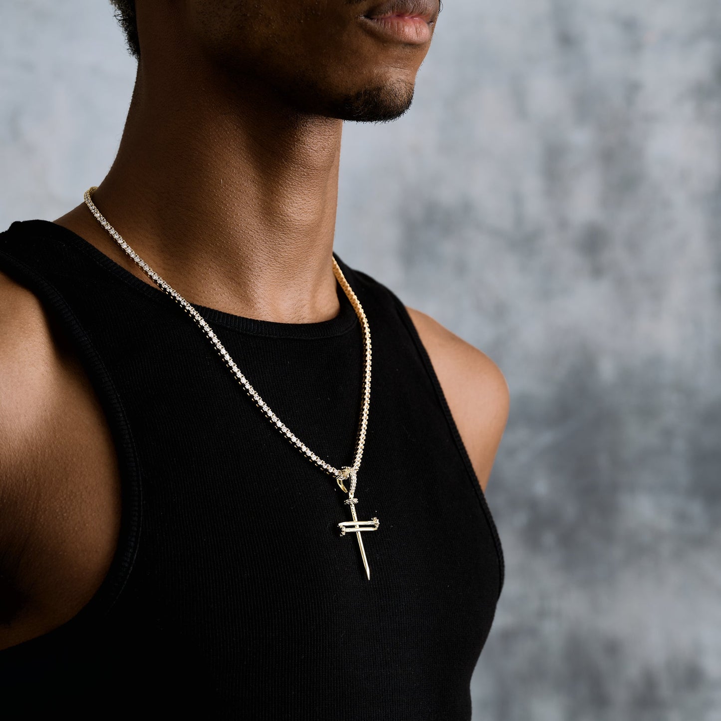 Nail Cross Pendant in Yellow Gold