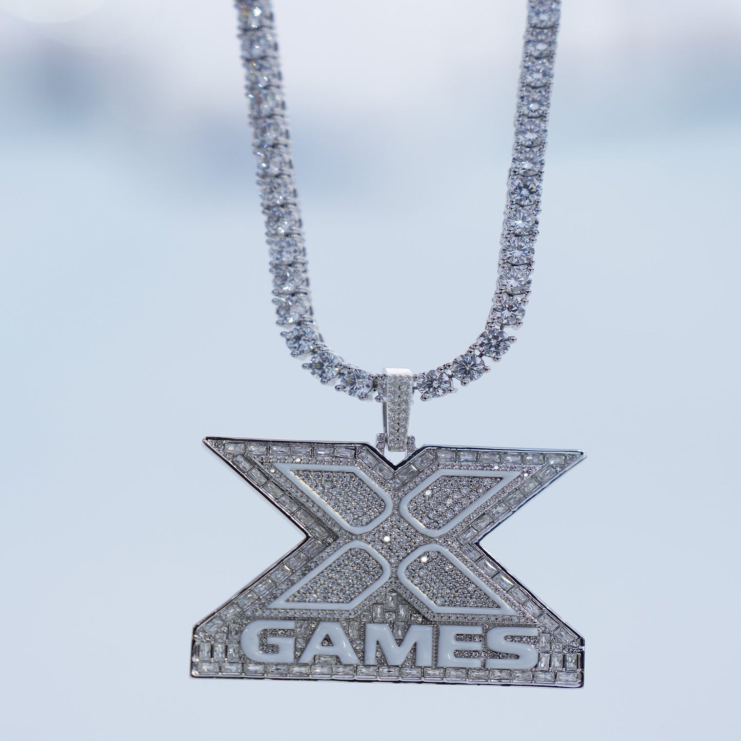 X Games Iced Pendant in White Gold