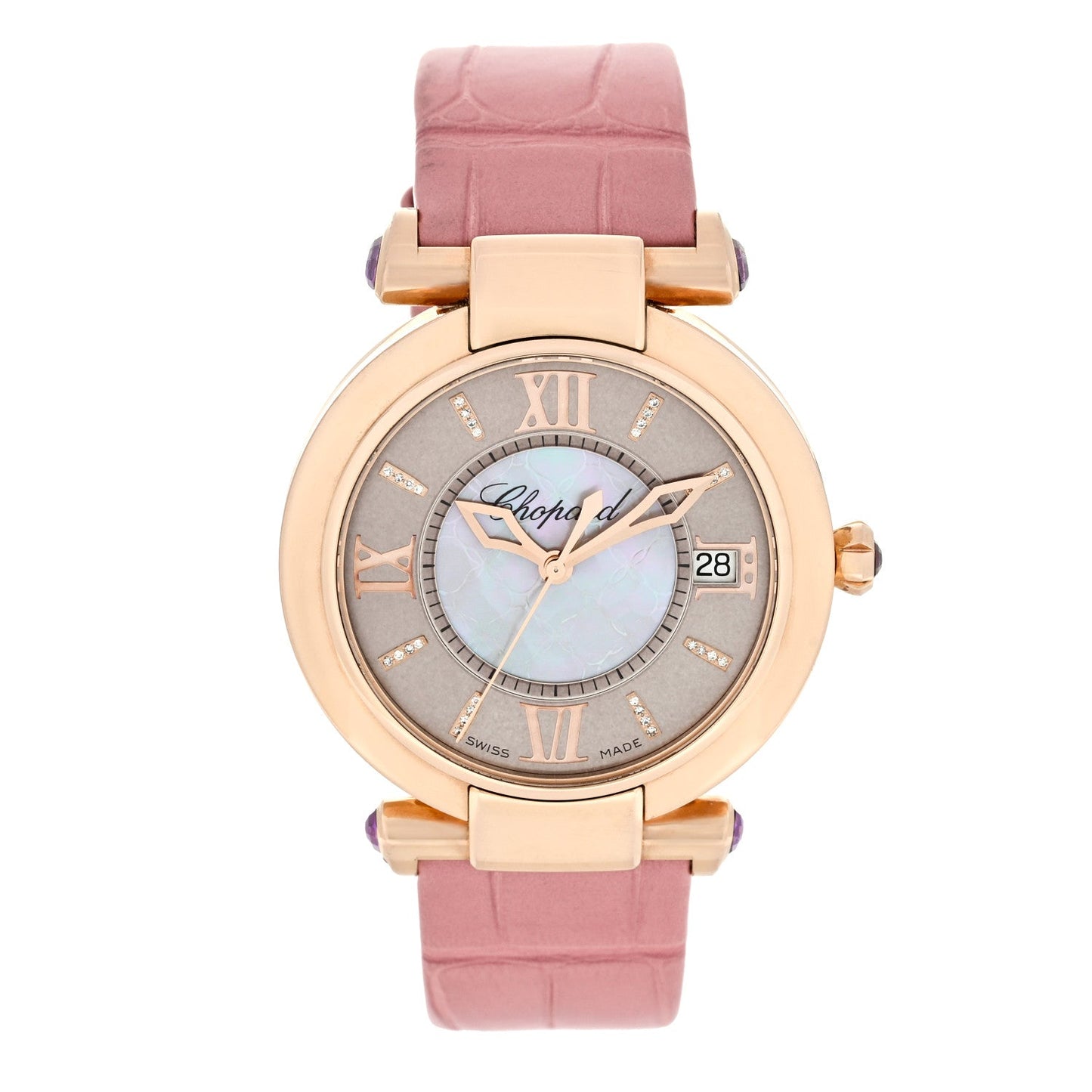 18K Rose Gold Alligator Mother of Pearl 36mm Imperiale Automatic Watch Pink