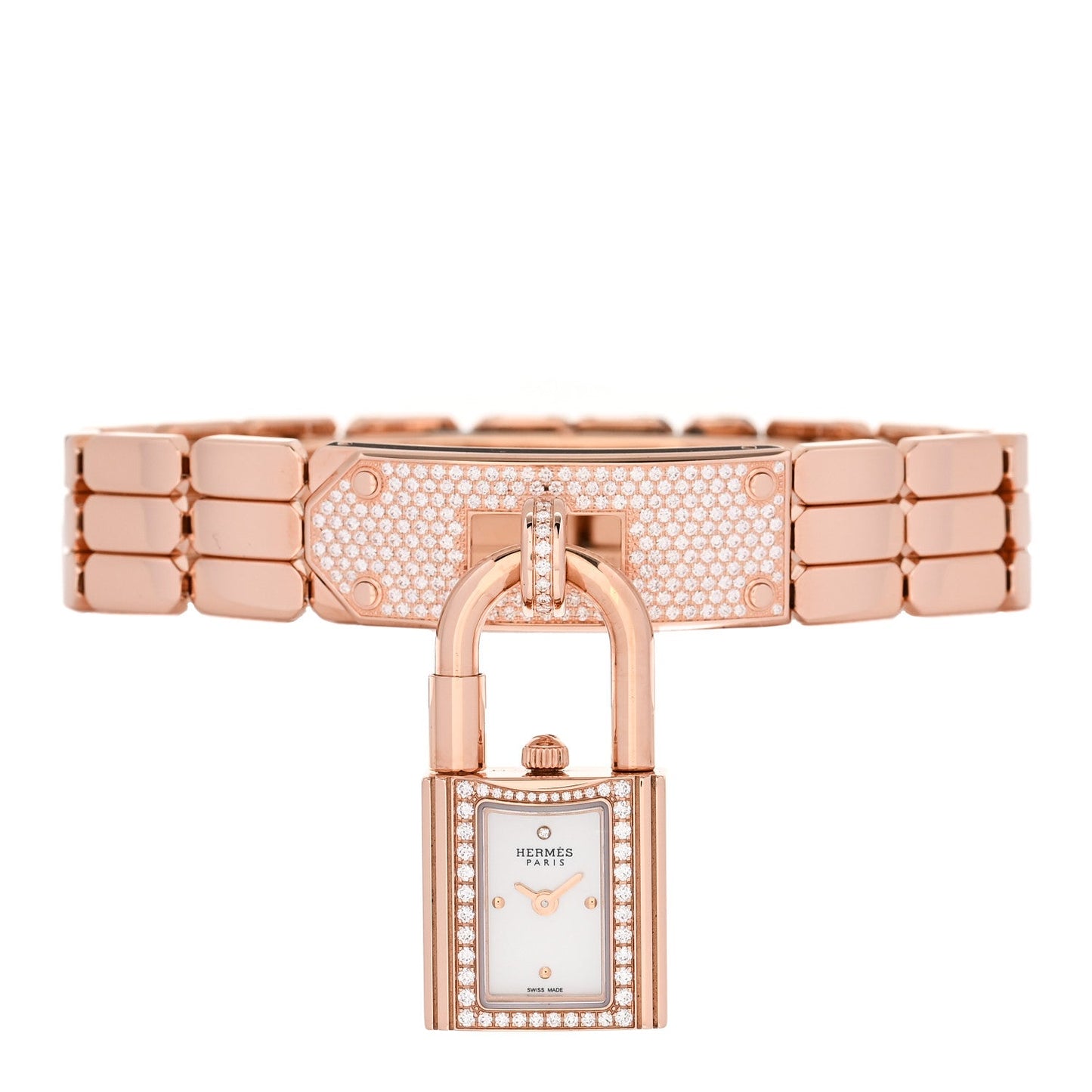 18K Rose Diamond Pave 16mm Kelly Quartz Watch
