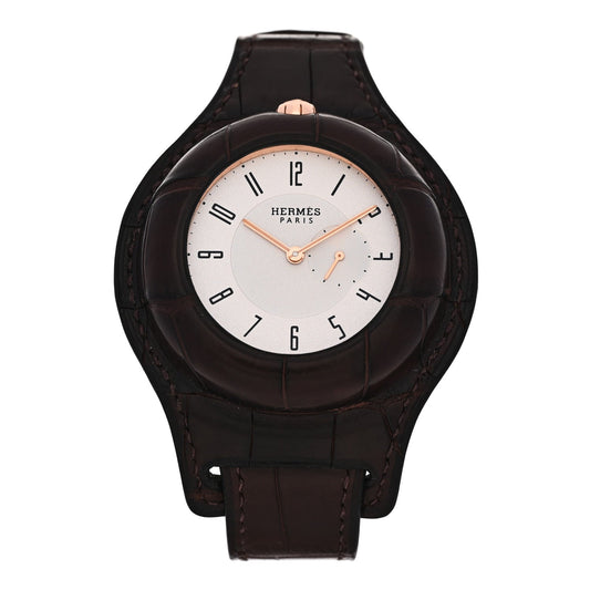 18K Rose Gold Alligator 40mm In the Pocket Automatic Watch Havane