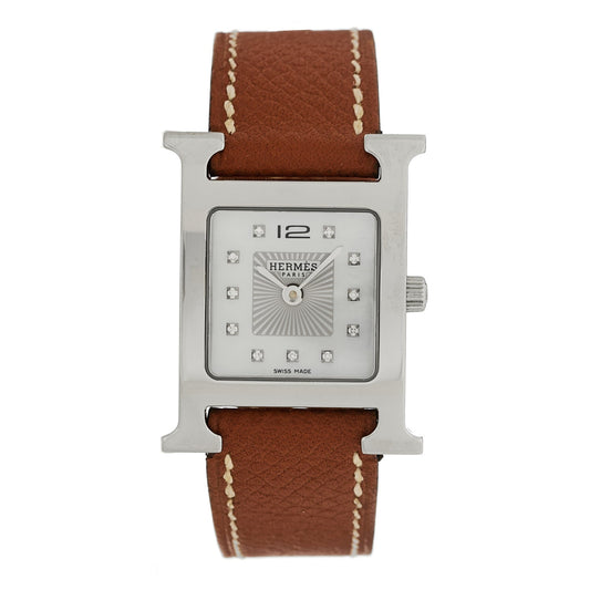 Stainless Steel Epsom Diamond Mother of Pearl 21mm Heure H Hour Quartz Watch Gold