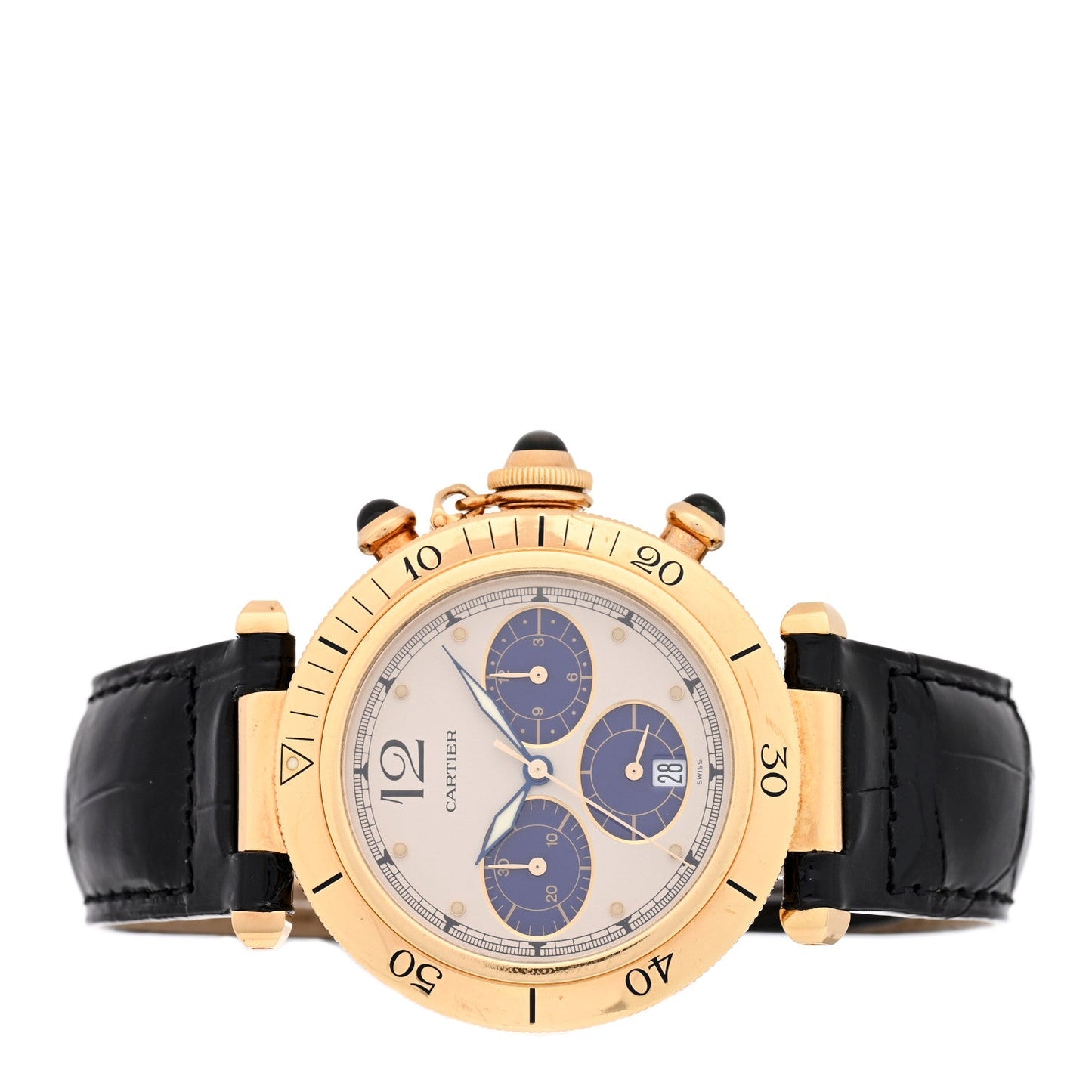 18K Yellow Gold Alligator 38mm Pasha Chronograph Quartz Watch