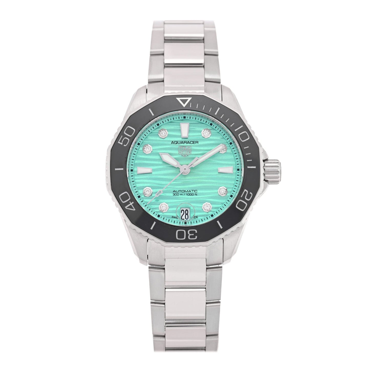 Stainless Steel Diamond 36mm Aquaracer 300M Automatic Watch Green WBP231K
