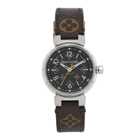 Stainless Steel Monogram 28mm Tambour Quartz Watch Brown