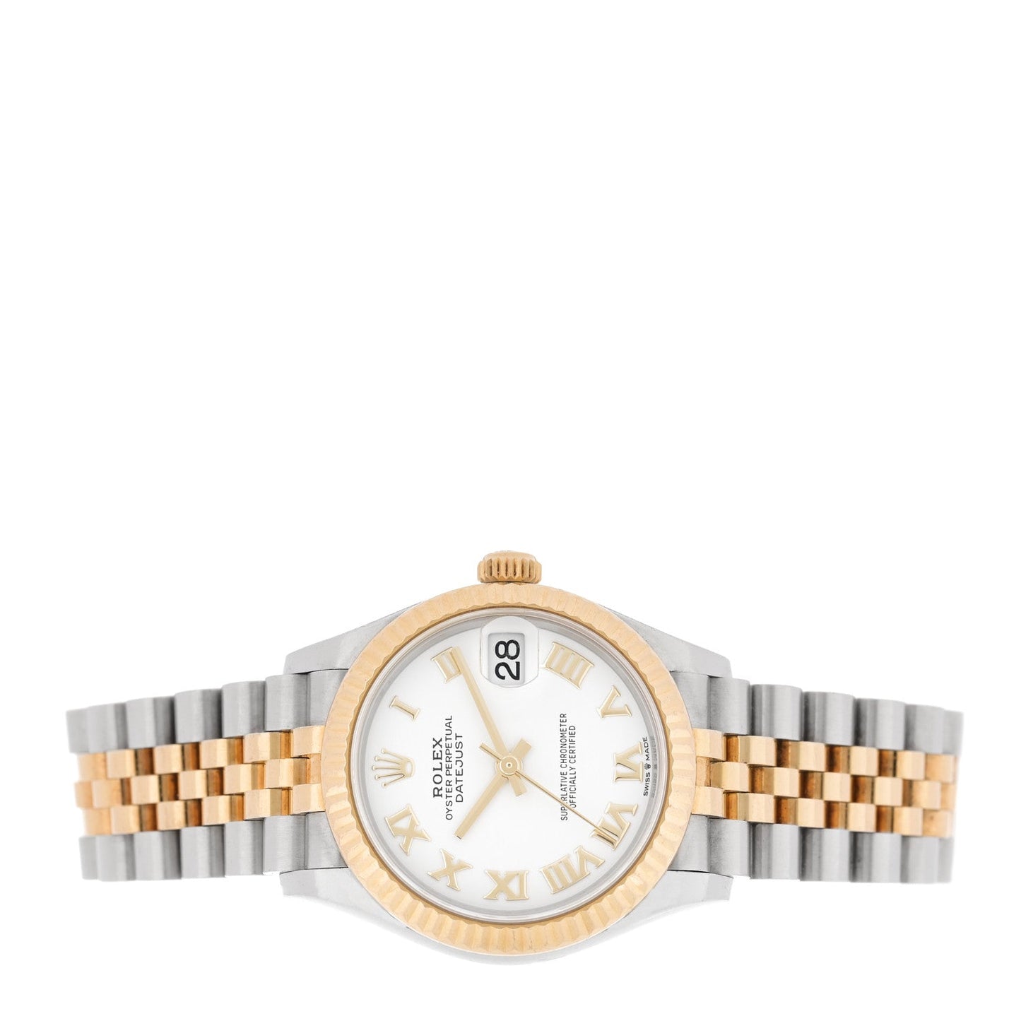Stainless Steel 18K Yellow Gold 31mm Oyster Perpetual Datejust Watch White Roman 278273