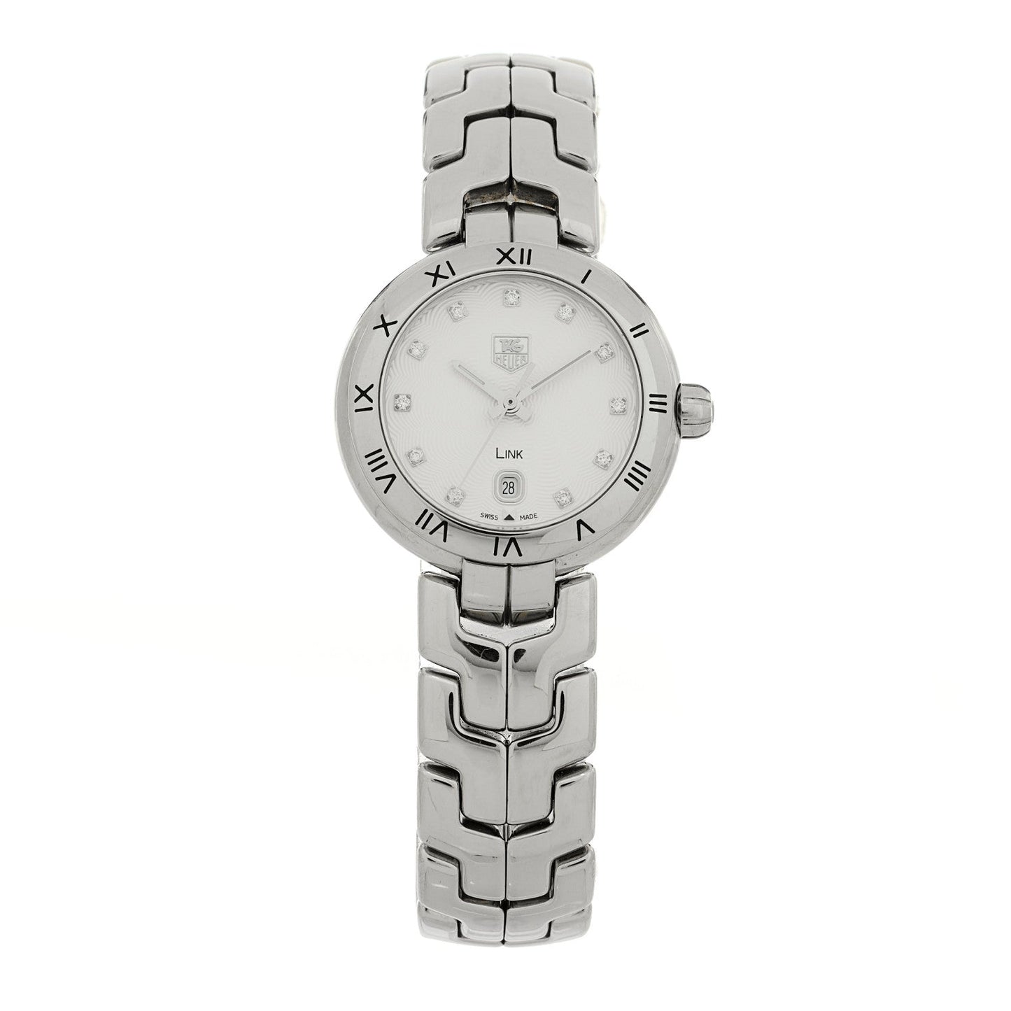 Stainless Steel Diamond 29mm Link Lady Quartz Watch Silver WAT1411