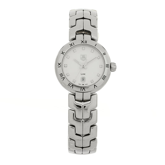 Stainless Steel Diamond 29mm Link Lady Quartz Watch Silver WAT1411