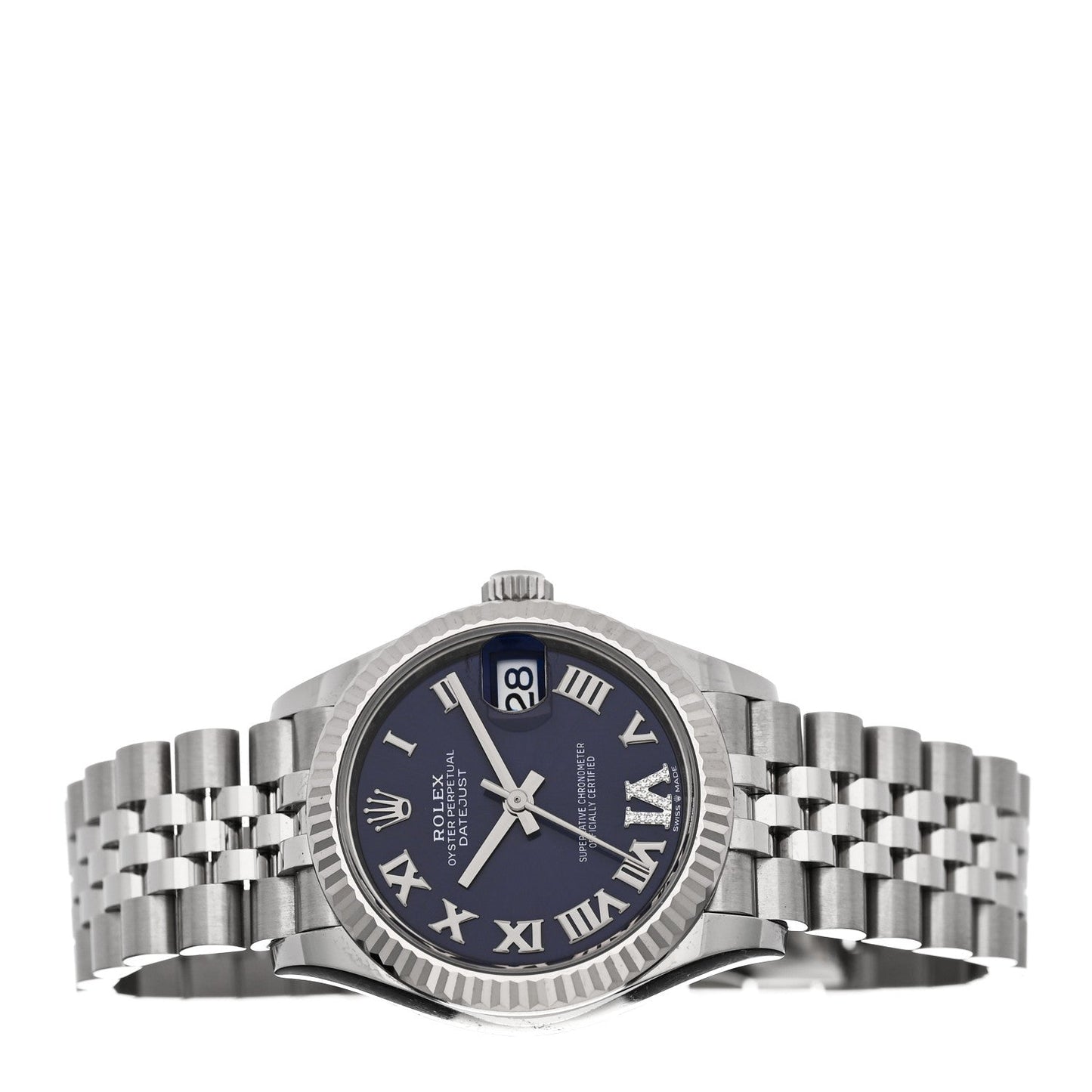 Stainless Steel 18K White Gold Diamond 31mm Oyster Perpetual Datejust Watch Aubergine Roman 278274