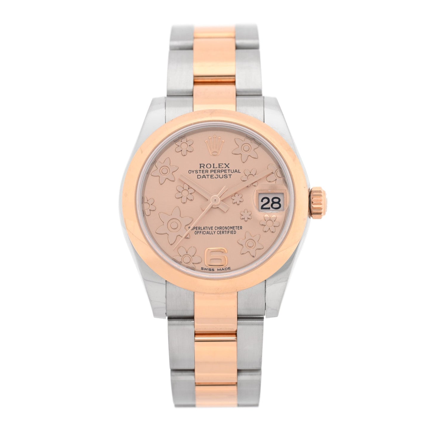 Stainless Steel 18K Everose 31mm Oyster Perpetual Datejust Watch Pink Floral 178241