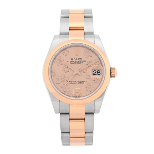 Stainless Steel 18K Everose 31mm Oyster Perpetual Datejust Watch Pink Floral 178241