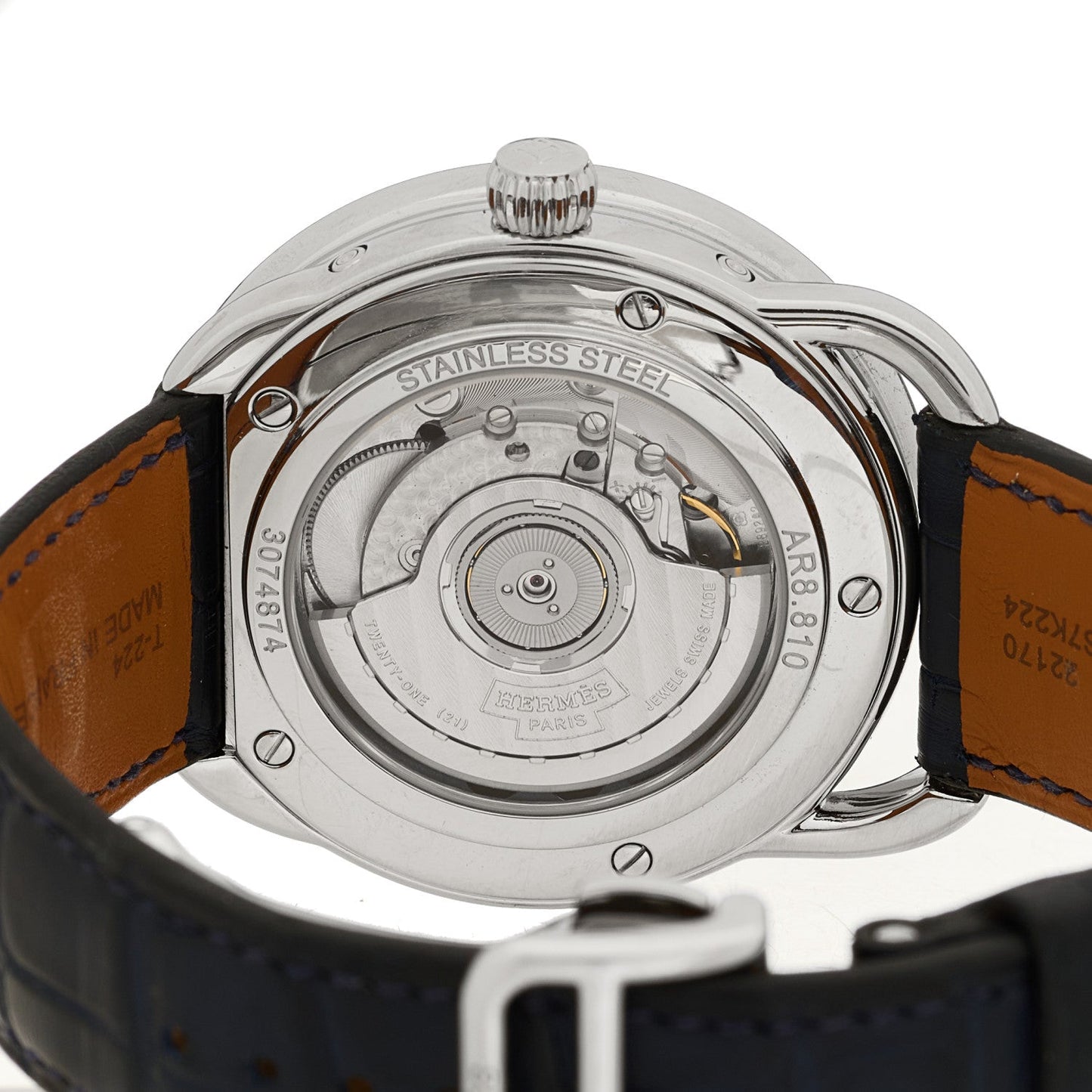 Stainless Steel Alligator 43mm Arceau Grande Lune Automatic Watch Bleu Abysse