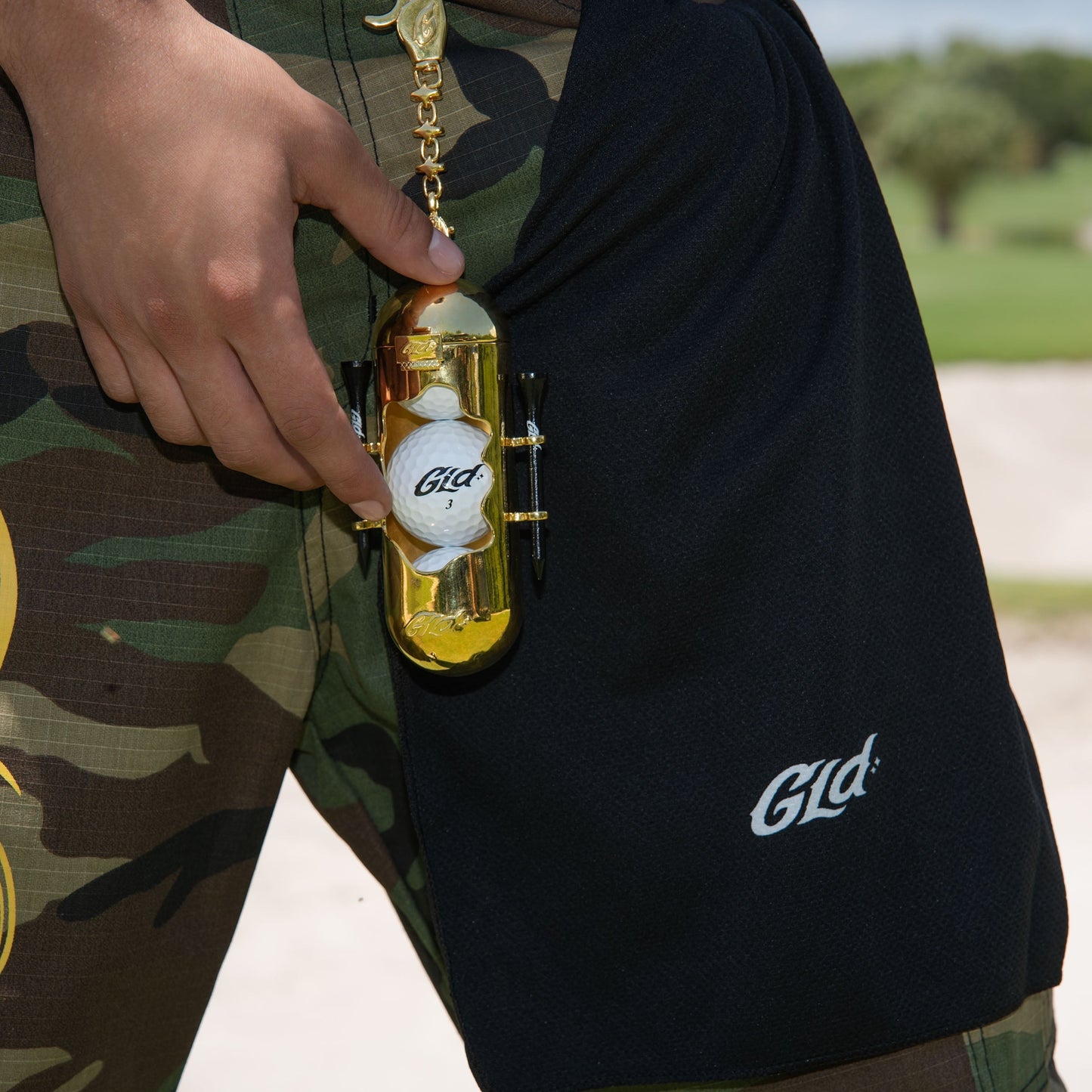 Clip-on Golf Ball Holder Accessory in Yellow Gold