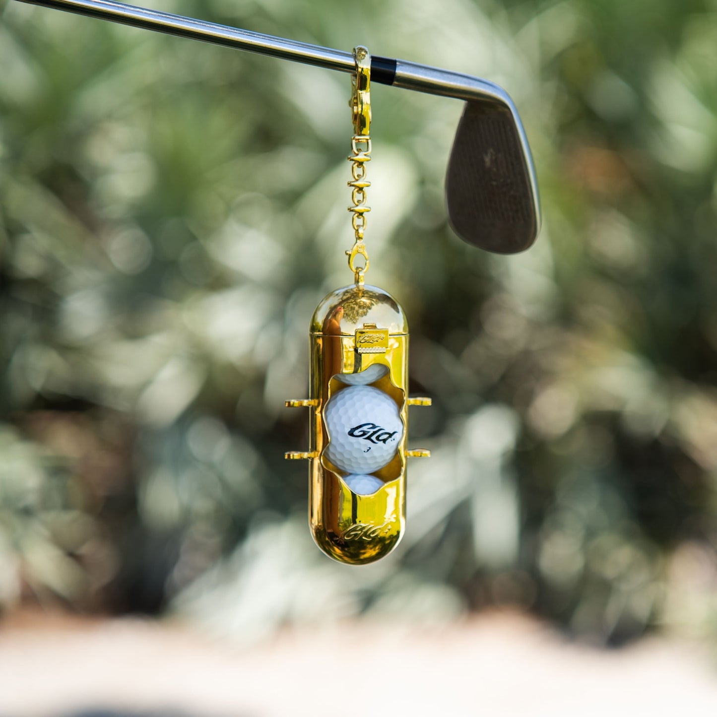 Clip-on Golf Ball Holder Accessory in Yellow Gold