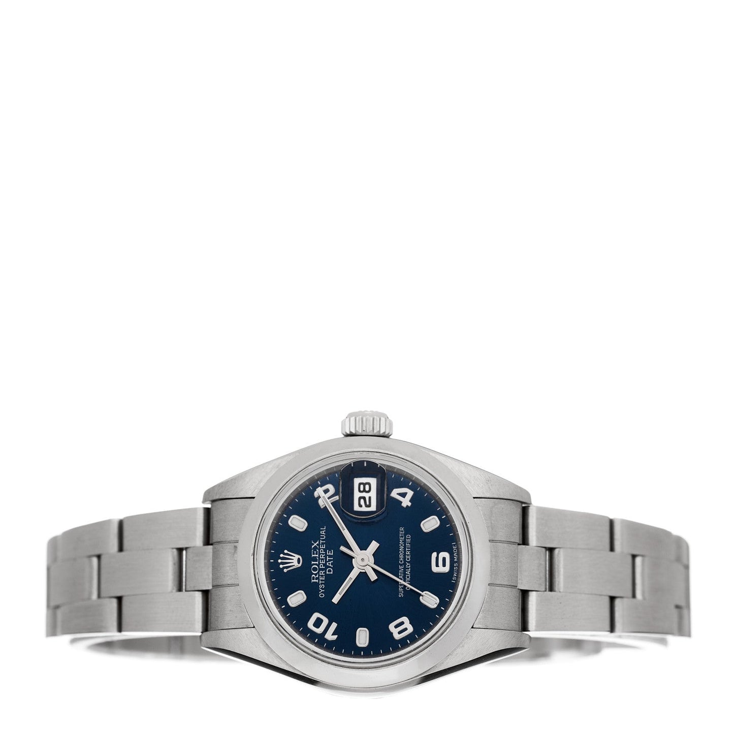 Stainless Steel 26mm Oyster Perpetual Date Watch Blue 79160