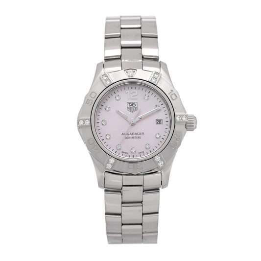 Stainless Steel Diamond Pink Mother of Pearl 27mm Aquaracer Lady Quartz Watch WAF141H