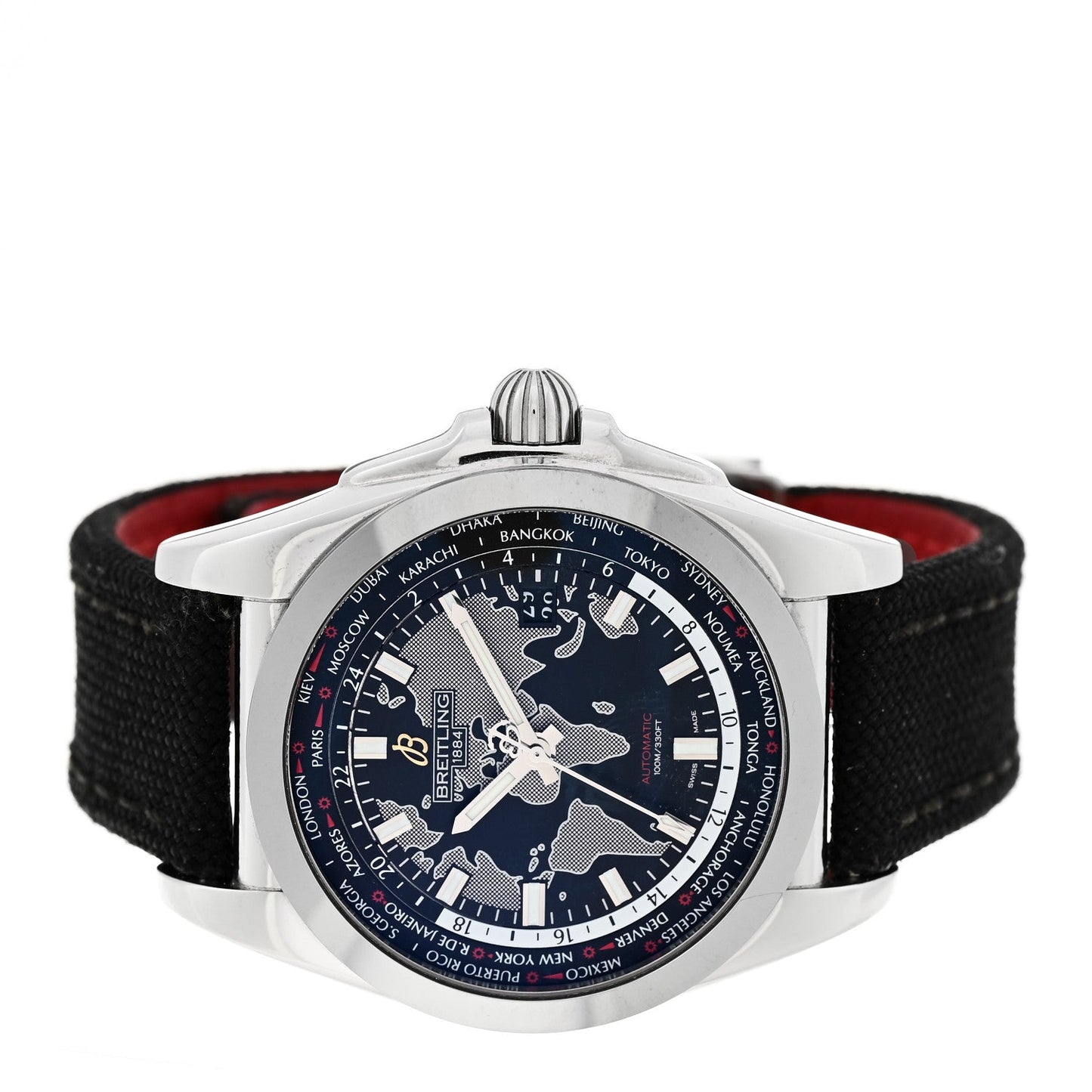 Stainless Steel Fabric 44mm Galactic Unitime Automtic Watch Black WB3510