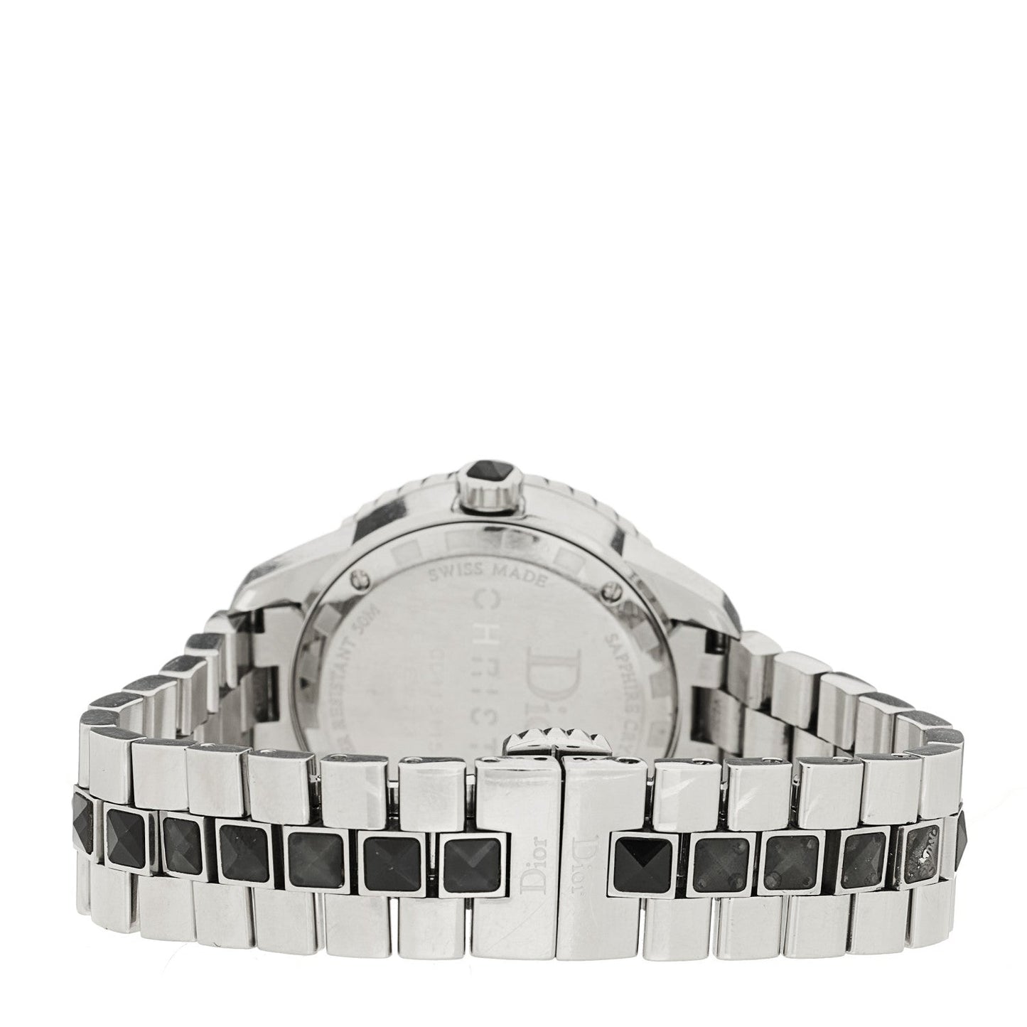 Stainless Steel Diamond Sapphire 33mm Christal Quartz Watch Black